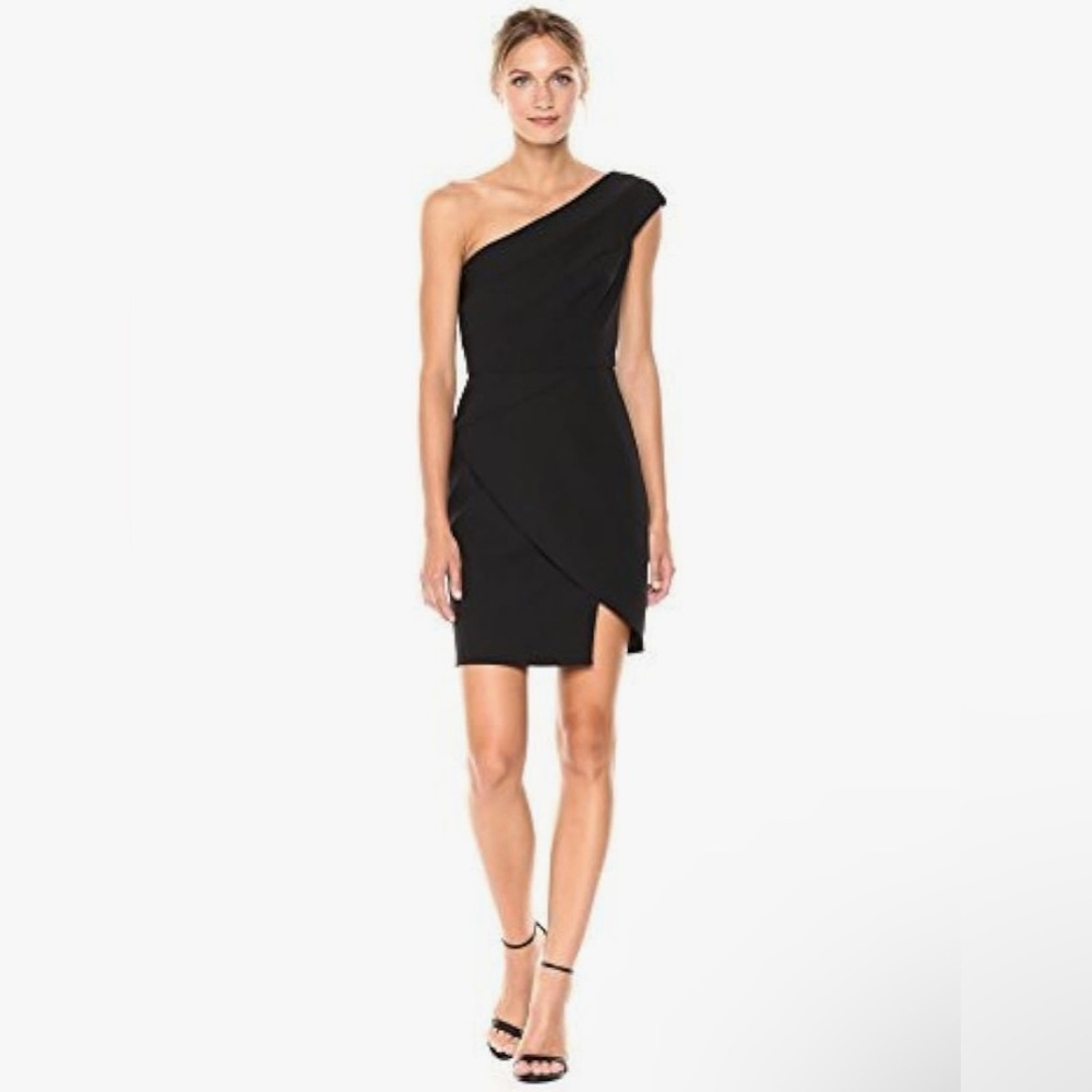 NWT BCBG MAXAZRIA Aryanna One Shoulder Little Black Dress Size 0